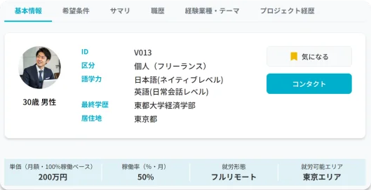 プロフィール画面